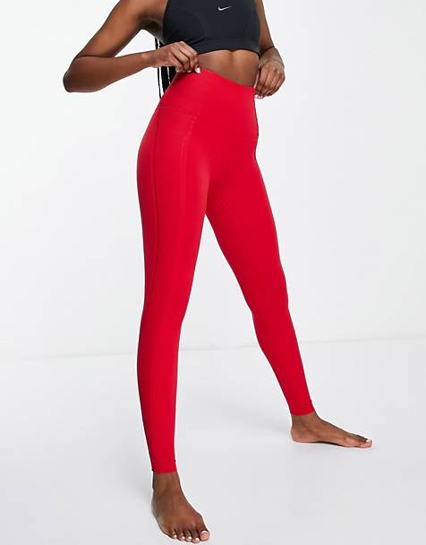 나이키 요가 우먼 레깅스 Nike Yoga statement leggings in red,Red