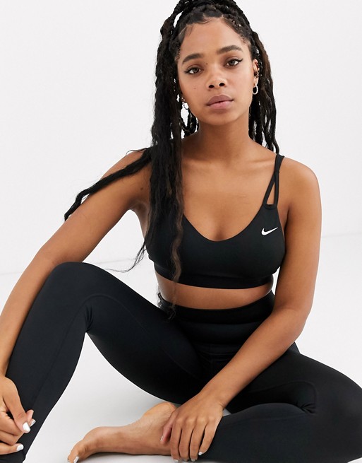 Nike Yoga strap detail bra in black