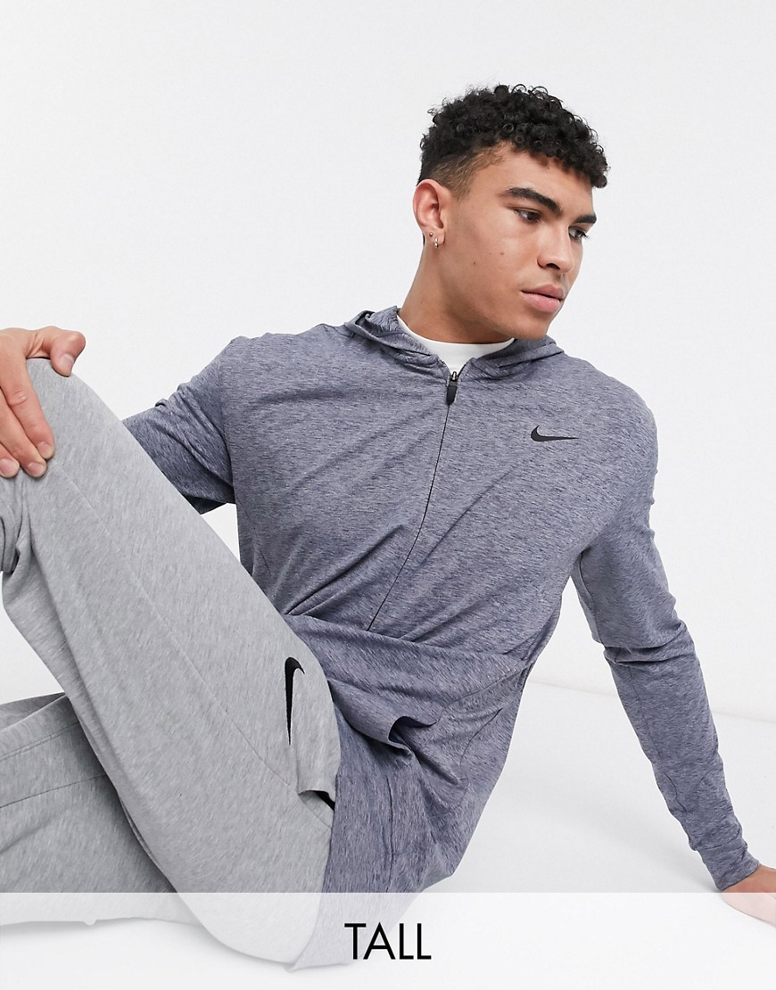 Nike Yoga Tall - Felpa con cappuccio e zip blu navy