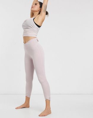 nike yoga wrap cropped leggings in pink