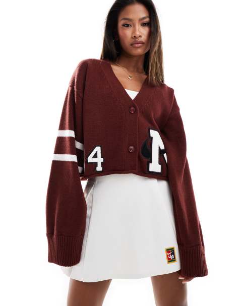 Nike YOON cardigan in burgundy - view 1