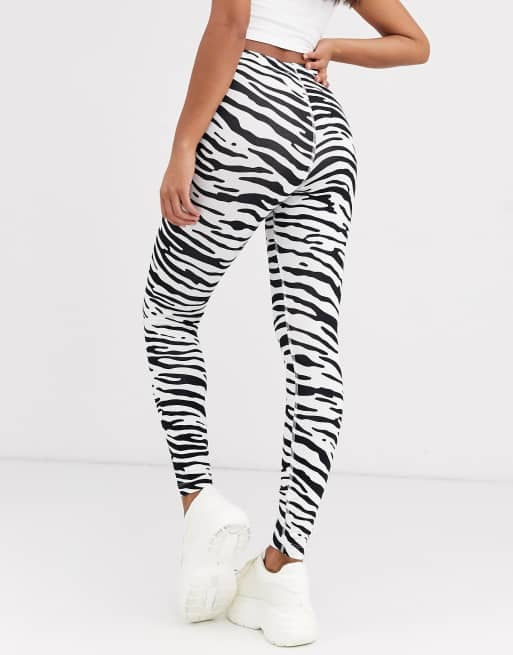 High Waist Leggings Charcoal Zebra