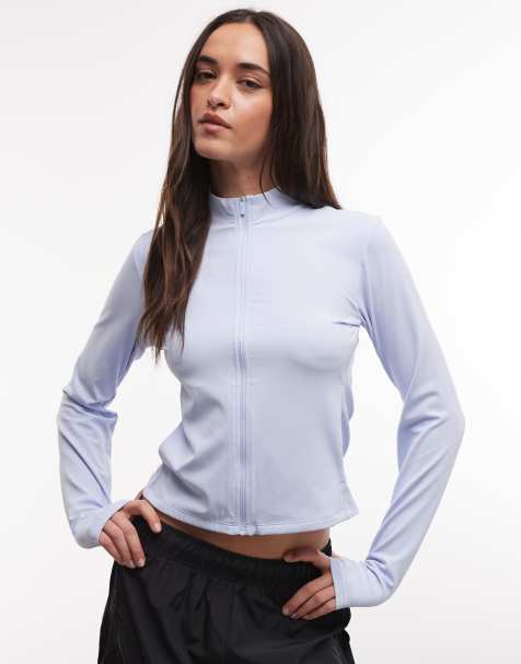Nike Zenvy Training Dri-Fit full zip top in light blue 