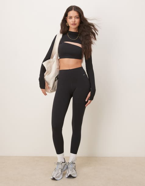 Nike Zenvy Training Dri-FIT long sleeved shrug top and high waisted leggings in black - view 1