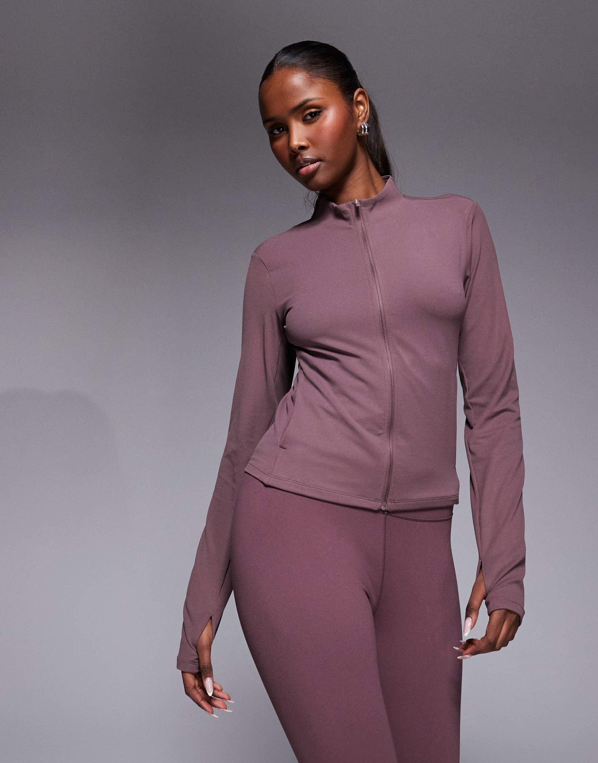 nike zenvy zip up jacket in light brown