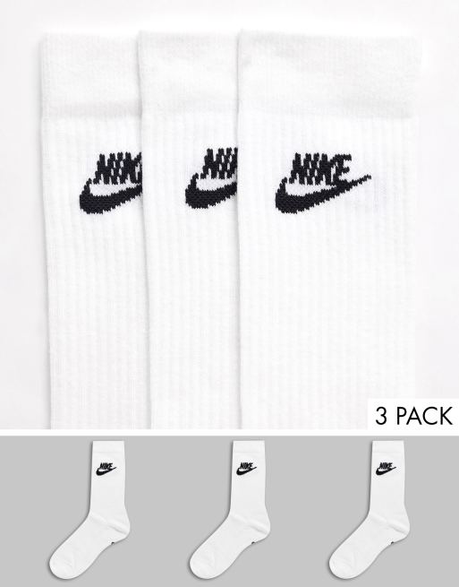 Nike – Zestaw 3 par białych długich sportowych skarpet na co dzień