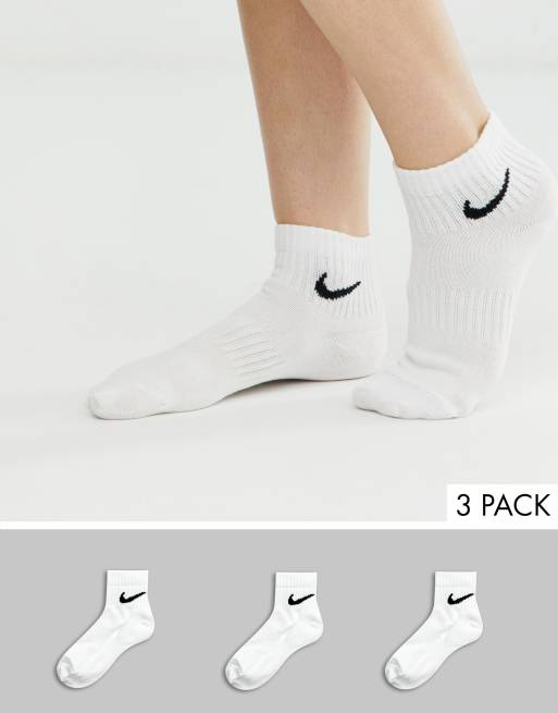 Nike – Zestaw 3 par białych skarpetek do kostki z logo Swoosh