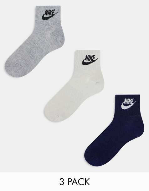 Nike – Zestaw 3 par skarpetek do kostki w kolorach beżowym, granatowym i szarym - view 1
