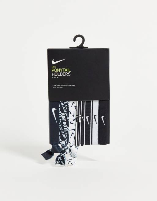 Nike – Zestaw 9 czarnych opasek do włosów w różne wzory, 2 z 4