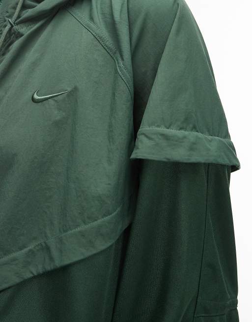 Nike – Zielona kurtka sportowa oversize z tkaniny, 3 z 4