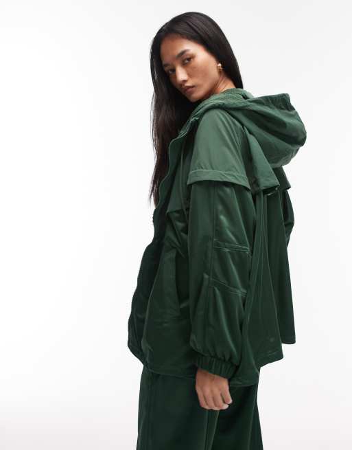 Nike – Zielona kurtka sportowa oversize z tkaniny, 4 z 4