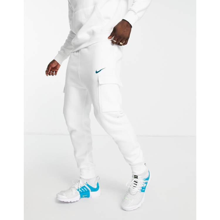 Nike Zig Zag logo fleece cargo joggers in white ASOS