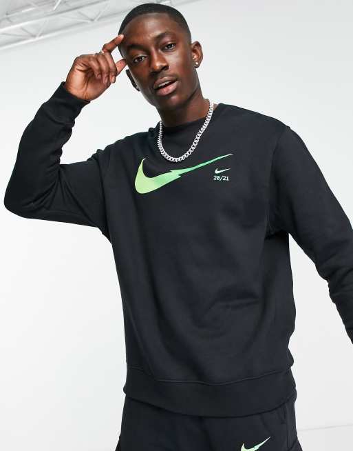 Nike Zig Zag logo fleece sweatshirt in black S1 | ASOS