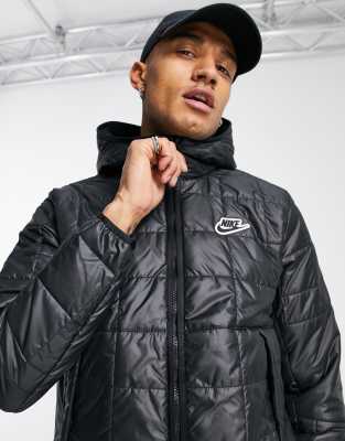 nike running padded hooded jacket in black