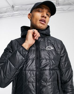 Nike Zip-front Hooded Synthetic Fill Puffer Jacket In Black