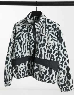 Nike zip through fleece best sale in pink animal print