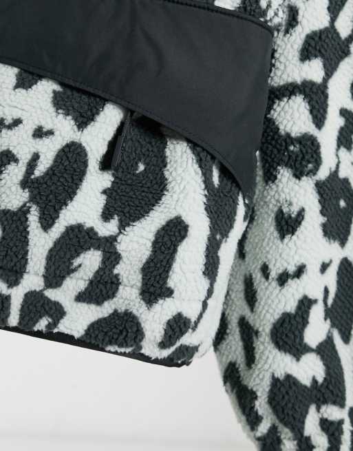 Nike zip through fleece in black and white animal print new arrivals