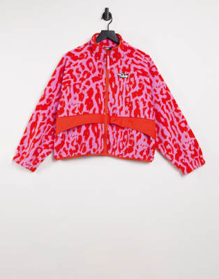 nike pink and red leopard fleece