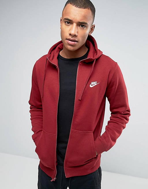 Nike Zip Through Hoodie With Swoosh Logo In Red 804389-677 | ASOS
