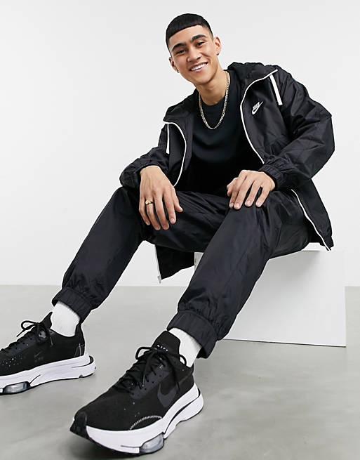 Nike zip-through hoodie woven tracksuit set in black