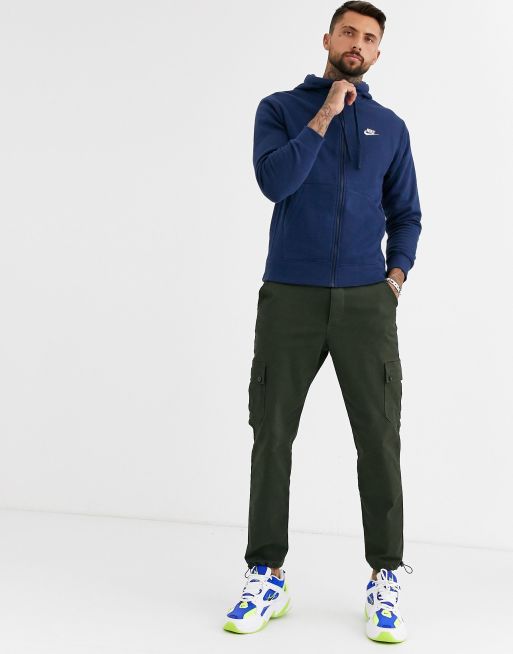 Nike zip up hoodie with futura store logo in navy