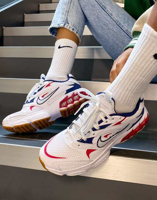 Nike Zoom Air Fire trainers in white and navy red mix