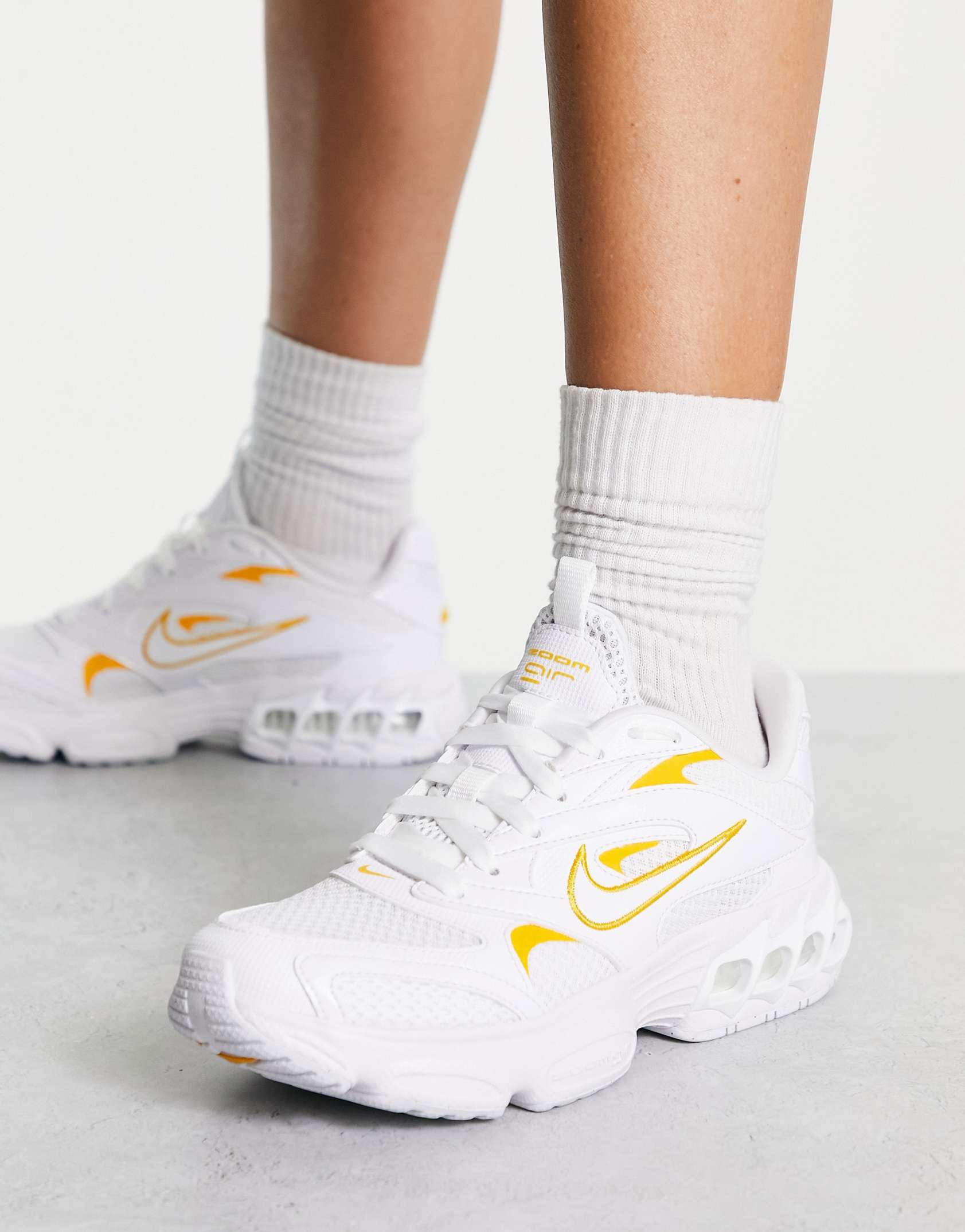Nike Zoom Air Fire trainers in white and university gold ASOS Price Checker