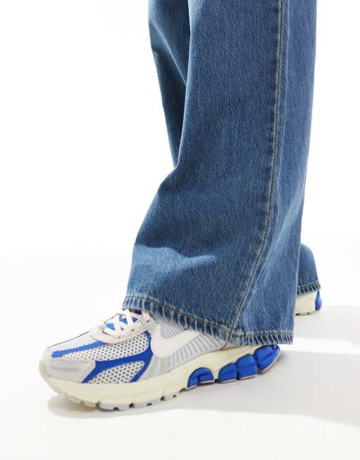 Nike Zoom Vomero 5 sneakers in off white and blue