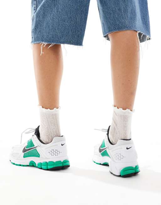 Nike Zoom Vomero 5 sneakers in white and green