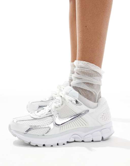 Nike Zoom Vomero 5 sneakers in white and metallic silver
