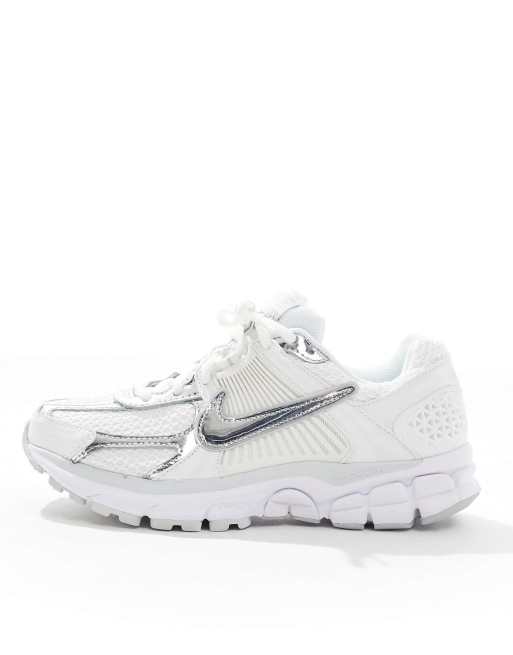 Nike Zoom Vomero 5 sneakers in white and metallic silver