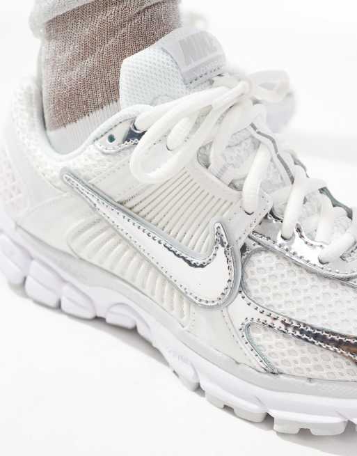 Nike Zoom Vomero 5 sneakers in white and metallic silver
