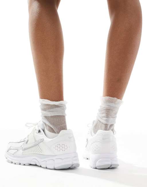Nike Zoom Vomero 5 sneakers in white and metallic silver