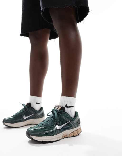 Nike Zoom Vomero 5 trainers in dark green and silver