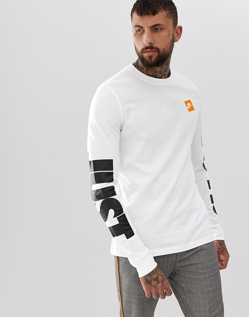 Nike langærmet, hvid t-shirt