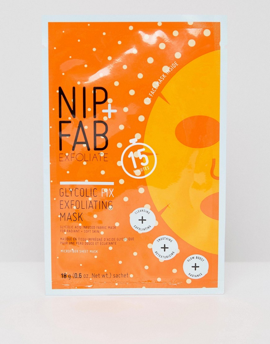 NIP+FAB – Exfoliate Glycolic Fix Exfoliating Microfiber Mask – Exfolierande ansiktsmask-Ingen färg