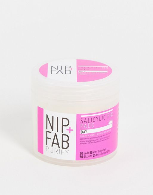  Nip + Fab Salicylic Acid Fix Day Pads for Face with Aloe Vera,  Exfoliating Facial Pad BHA Exfoliant for Skin Hydration Acne Breakouts  Refining Pores Oil Control, 60 Pads, 2.7 Ounce