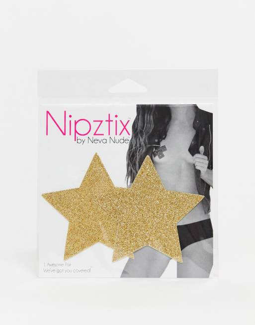 Nipztix By Neva Nude – Schimmernde Stern-Brustwarzenabdeckung in Gold