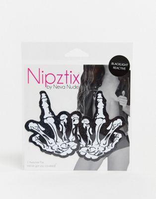 Nipztix By Neva - Nude - Tepelstickers met middelvinger-Zwart