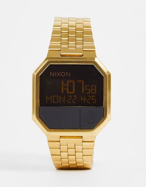 Nixon Re Run Digital Watch In Gold | ASOS