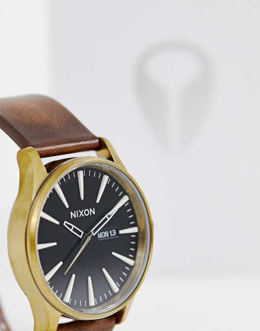 Nixon Sentry Leather Watch 42mm ASOS