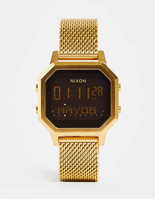 Nixon Siren Milanees digitaal horloge in goudkleur