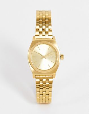 Nixon Small Time Teller Watch In Gold