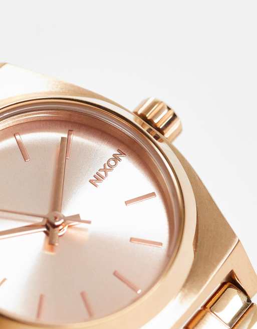 Nixon small time discount teller rose gold