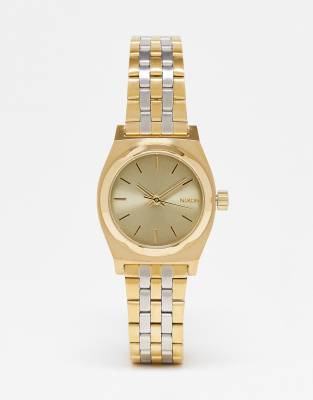 Nixon Small Time Teller watch In vintage gold and silver