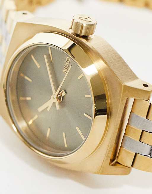 Nixon time teller silver gold sale