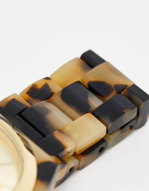 Nixon Time Teller acetate watch in cream tortoiseshell
