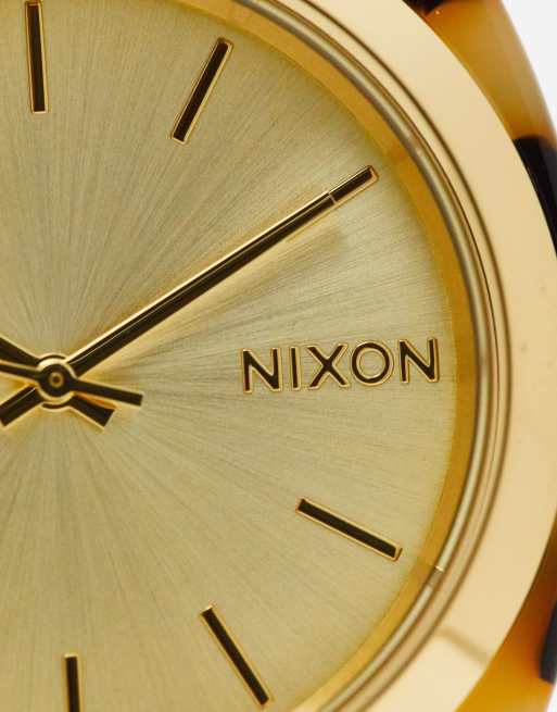 Nixon – Time Teller – Kremowy szylkretowy zegarek z acetatu, 3 z 4
