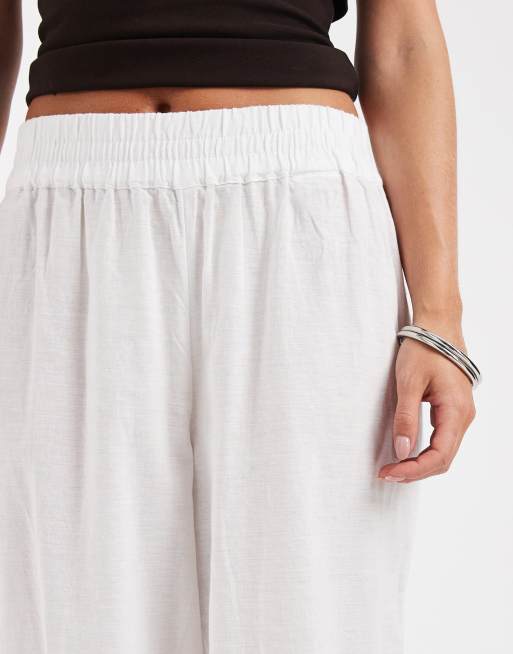 NLY Petite – Vita byxor i 100% bomull och dra på-modell med broderi, 3 av 5