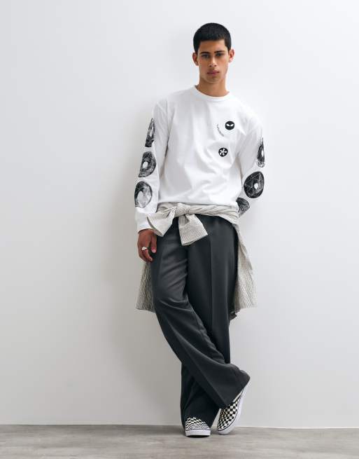 No Problemo – 100% bomull – Dropa – Vit t-shirt med långa ärmar och tryck på ärmen, 5 av 5
